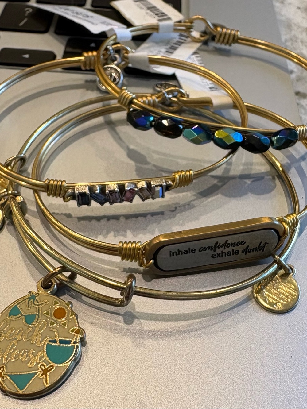 Alex and Ani Gold Tone Bracelet  set (4)